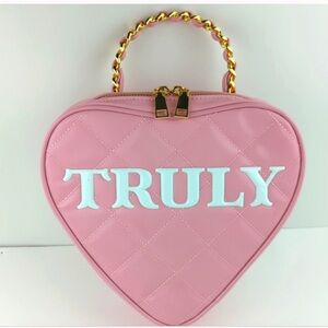 Truly Pink Heart-Shaped Quilted cosmetic Bag